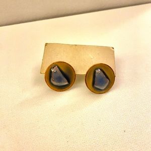 Blue Handmade K. Dennings Screw-On Earrings Vintage